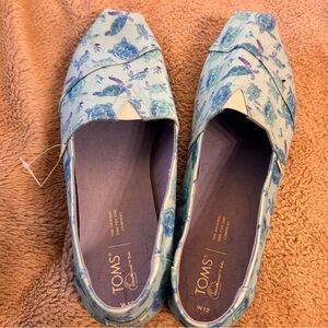 TOMS ALPARGATA sea TURTLES SHOES 12 slip on light aqua